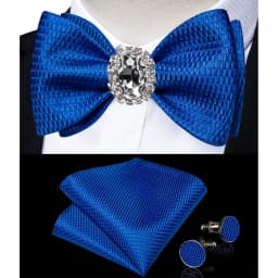 Classic White Selr-tie Bowtie with Ring Pocket Square Cufflinks Set Fashion Solid Men's Bow Tie for Wedding Groom Business Knots