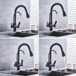 Onyzpily Black Touch/NO Sensor Kitchen Faucet Pull Out Sink Faucets Hot Cold Mixer Pure Water Tap Deck Mounted Taps Dual Handle