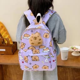 Cute Cartoon Capybara Backpack Plush Large Capacity School Bags Simple Pattern Book Bag Kawaii GirlSchool Backpack Mochila Mujer