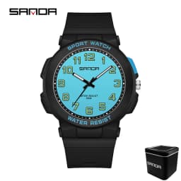 Sanda 6123 Trendy Design Soft Student Watch TPU Strap 50M Depth Waterproof Quartz Movement Children Fashion Sports Wrist Watch