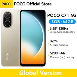 Global Version POCO C71 UNISOC T7250 Processor Immersive 6.88" Display 32MP Al Dual Camera 15W Charging 5200mAh Battery