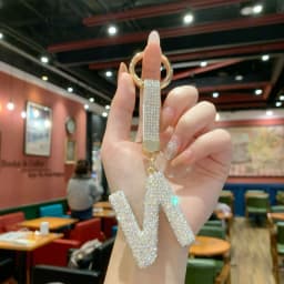 Full Rhinestone English Letter Keychain - Luxury Bag Charm & Car Key Ring, Elegant Small Gift