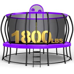 1800LBS Capacity No-Gap Design 16 15 14 12FT Trampoline with Safety Enclosure Net and Non-Slip Ladder 10-Year, Customized