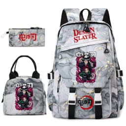 Demon Slayer Anime Backpack Set for Girls Demon Slayer 3Pcs School Bag Lunch Kit Pouch
