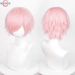 Anime 30cm Short Straight Cosplay Wig Black White Green Brown Purple Blue Gray Red Gold Man Women Heat Resistant Synthetic Hair