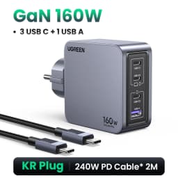 【Korean Plug】UGREEN 160W GaN Charger PD3.1 QC4.0 Quick Charge For Macbook Pro Laptop iPhone 18 17 Pro Max Xiaomi Tablet iPad