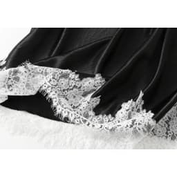 New In Summer Lace Patchwork Satin Long Skirt For Women 2026 Elegant Fashion High Waist A-line Black Skirts