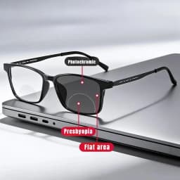 Small-frame Square Bifocals for Presbyopia Photochromic UV-protective Business Glasses for Men Classic Bifocal Reading Eyewear