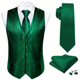 30 Colors Designer Green Vest for Men Clover Paisley Plaid V Neck Waistcoat Tie Set Wedding St.Patrick's Day
