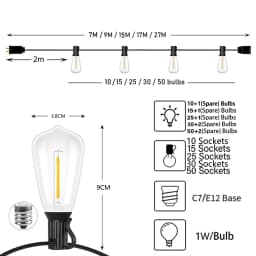 ST38 Festoon 220V LED Globe String Light Fairy LED Outdoor For Birthday Party Garden Decor Garland Lamp Street Patio Backyard