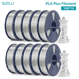 SUNLU 10 Roll PLA Plus/Clear Filament 1.75 Mm +/- 0.02 Mm 1 Kg Spool (2.2 Lbs) Neatly Arranged No Knot Filament Fit Most FDM Pri