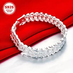 925 Sterling Silver 8-inch Classic Bracelet, Suitable for Men and Women, Wedding and Engagement Jewelry