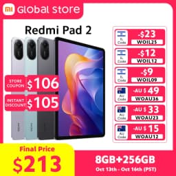 Global Version Xiaomi Redmi Pad 2 MTK Helio G100-Ultra 11' Display 18W Fast Charging 9000mAh Battery 90Hz Mi Tablet 8MP Camera