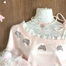 Japanese Rhinestone Cartoon Cute Sweatshirt Lace Patchwork Slash Neck Bandage Tops Y2k Aesthetic Loose Grunge Women Clothing