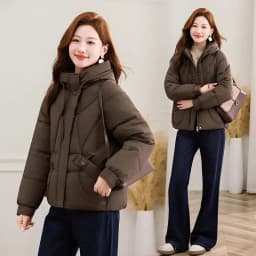 2027 Winter New High End Big Fur Collar Workwear Down Cotton Jacket Women's Fashion Short Thicken Cotton Female Parkas Coats