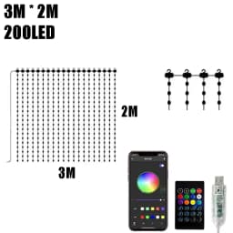 Smart LED Curtain Light RGB Color Changing Holiday Wall Lights Indoor DIY String Light APP Remote Control for Window Party Weddi