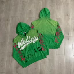 VALLEY Oversized Vintage Graffiti Cursive Text Zip Hoodie All Over Print Fit Y2K Hip Hop Sweatshirt Men's Clothing