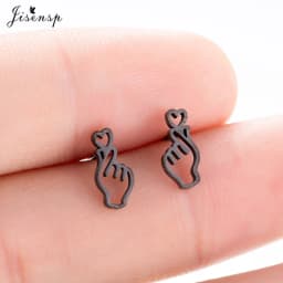 Korean Style Star Moon Ear Studs for Girls Minimalist Cat Puzzle Leaf Dinosaur Earrings Black Stainless Steel Jewelry Oorbellen
