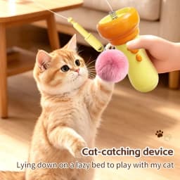 Electric Cat Teaser Catapult Retrievable Launch Teasing Stick Toy Boredom Relief Interactive Cat Paw Printed Wand Smart CatToy