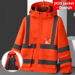 High-Speed Reflective Thickened Cotton Jacket Men's Fleece-Lined Printed Workwear Winter Outdoor Style Removable Hat Business...