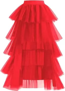 Women's High Low Tulle Multi-Skirt Iered Ruffles Asymmetrical Prom Party Skirts Punk Tulle Gown Under Petticoat