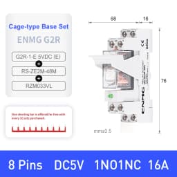ENMG G2R-1 Ultra-Slim Electromagnetic Intermediate Relay DC24V 2NO 2NC DIN Rail Mount Industrial Automation Control Module Rail