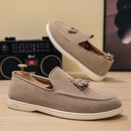 Autumn Men Flat Loafers 2025 Frosted Suede Flat Shoes Comfortable Non Slip Fashion Loafers Lightweight Outdoor Casual Shoes