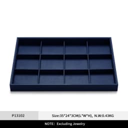 Oirlv Premium Blue Leather Stackable Jewelry Tray Multifunction Jewelry Drawer Organizer Trays Rings Earrings Storage Props