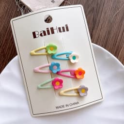 6Pcs Korean Children's Side Bb Clip Bangs Hairpin Sweet Girl Flower Hairpin New Cute Drip Candy Color