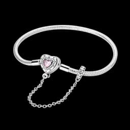 2026 Valentine New 925 Silver Pink Bow Full Diamond Bracelet Original 17-20CM Fit DIY Charm Women Birthday Jewelry Gifts