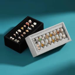 Velvet Stackable Jewelry Display Tray Grid Slot Design Pallet Portable Organizer Rings Earrings Rectangular Drawer Storage Plate