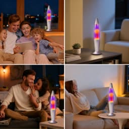 16 Inch Lava Lamp with 25W Bulb, Silver BaseLiquid Motion Lamp, Orange Wax Purple Liquid Magma Lamp, Standard Plug Vintage Decorative Night Light for Bedroom Office Gift
