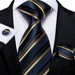 New Formal Ties Classic Blue Striped Necktie Handkerchief Cufflinks Gift For Men Wedding Tie Cravate Gravatas
