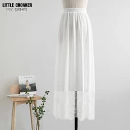 Chinese Style High Waisted Lining Petticoat Long Pleated Skirt Maxi Bottom Ladies White Black Lace Skirt for Hanfu