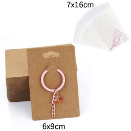 50pcs Keychain Display Cards with Self-Sealing Bags Keychain Card Hold Cardboard for Keyring Jewelry Display Packaging Wholesale