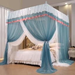2025 New Palace Double-Layer Contrasting Mosquito Net Girl Style Encrypted Triple Door Soft Mesh Floor Bed Canopy with Folds