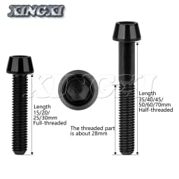 Xingxi 5Pcs Titanium Bolts M8 x 15 20 25 30 35 40 45 50mm Taper Head Screw for Bicycle Motorcycle Car Grade 5 Titanium Ti Bolts