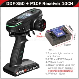 DUMBORC DDF-350 10CH RC Remote Controller 2.4G Digital Radio Transmitter Gyro Receiver for Drift Car Tank Boat Robot Toy Wltoy