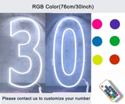 30inch Color-Changing Neon Sign Numbers - Free Standing & Hanging Option for Birthday Wedding Party Decor Lighting
