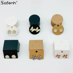 100pcs Round Cardboard Earring Display Cards Blank Kraft Paper Jewelry Hanging Tags For Earring Ear Studs Selling Packaging