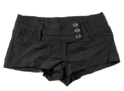Y2K Coquette Low Waist Mini Shorts Cuffed Hem Striped Solid Black Twill Button Pocket Vintage Street Daily Hot Pants