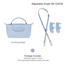 1set Bag Leather Strap For Longchamp Universite Mini Bag Shoulder Strap New Gray Mini Bag Punch-free Modification Accessory