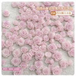 50PCS 3D Mix Sizes Beautiful Blossoming Rose Flowers Resin Adhesive Nail Art Rhinestones Decorations Manicure Kawaii Charms