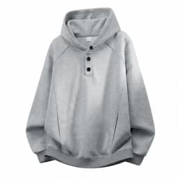 Autumn Winter New Button Half High Neck Hoodie for Men Korean Fashion Harajuku Simple Solid Men's Casual Loose Hooded Sweatshirt