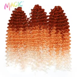 Magic 24 Inch Brown Blonde Deep Wave Synthetic Hair Bundles High Temperature Fiber Crochet Braiding Hair Extensions For Women