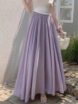 2025 New Women's Chiffon A-Line Maxi Skirt: High Waist Flowy Hem with Elegant Drape & Wide Silhouette
