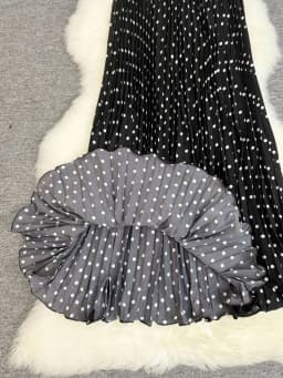 Polka Dot Print High Elegant A-line Pleated Long Skirt For Women 2025 Spring autumn Office Lady Casual Leopard Skirts