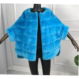 Real Rex Rabbit Fur Jacket for Women Zipper Stripe with Batwing Sleeve Furry Vest Thick Tops Dropshipping Winter Coat 1907018