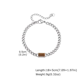 Vnox 5/7mm Width Adjustable Chain Bracelet for Men, Stainless Steel Acrylic Six-Sided Polished Jewelry Gift for Husband Son Him