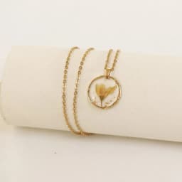 Pressed Flower Charm Necklace Handmaking Epoxy Resin Dried Flower Series Necklaces Natural Flowers Pendant Custom Chain Necklace